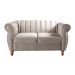 Conjunto Realeza Sofá com Poltronas Chesterfield Decoração Sala Recepção - Suede Bege Claro 