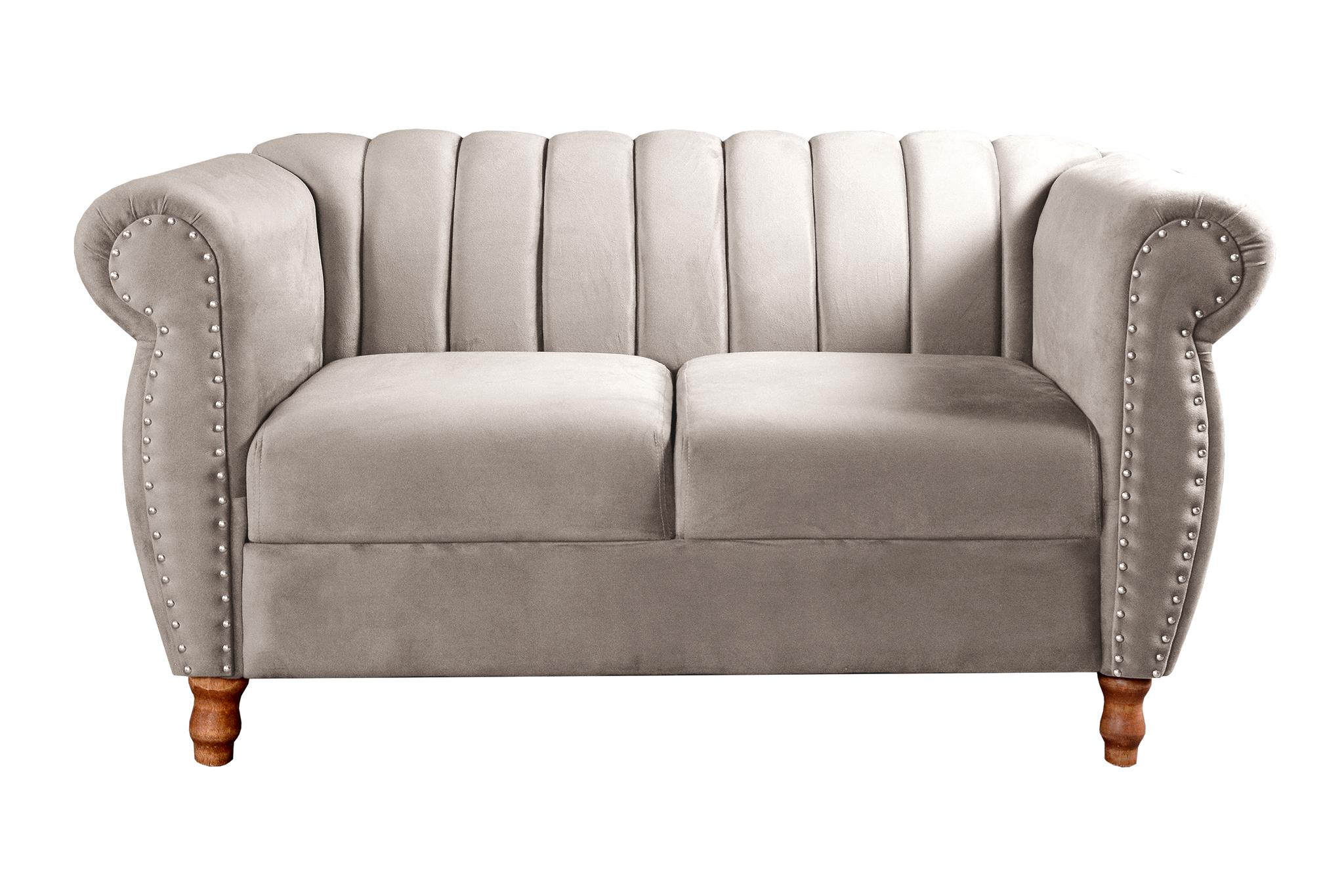 Conjunto Realeza Sofá com Poltronas Chesterfield Decoração Sala Recepção - Suede Bege Claro 