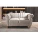 Conjunto Realeza Sofá com Poltronas Chesterfield Decoração Sala Recepção - Suede Bege Claro 