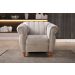 Conjunto Realeza Sofá com Poltronas Chesterfield Decoração Sala Recepção - Suede Bege Claro 