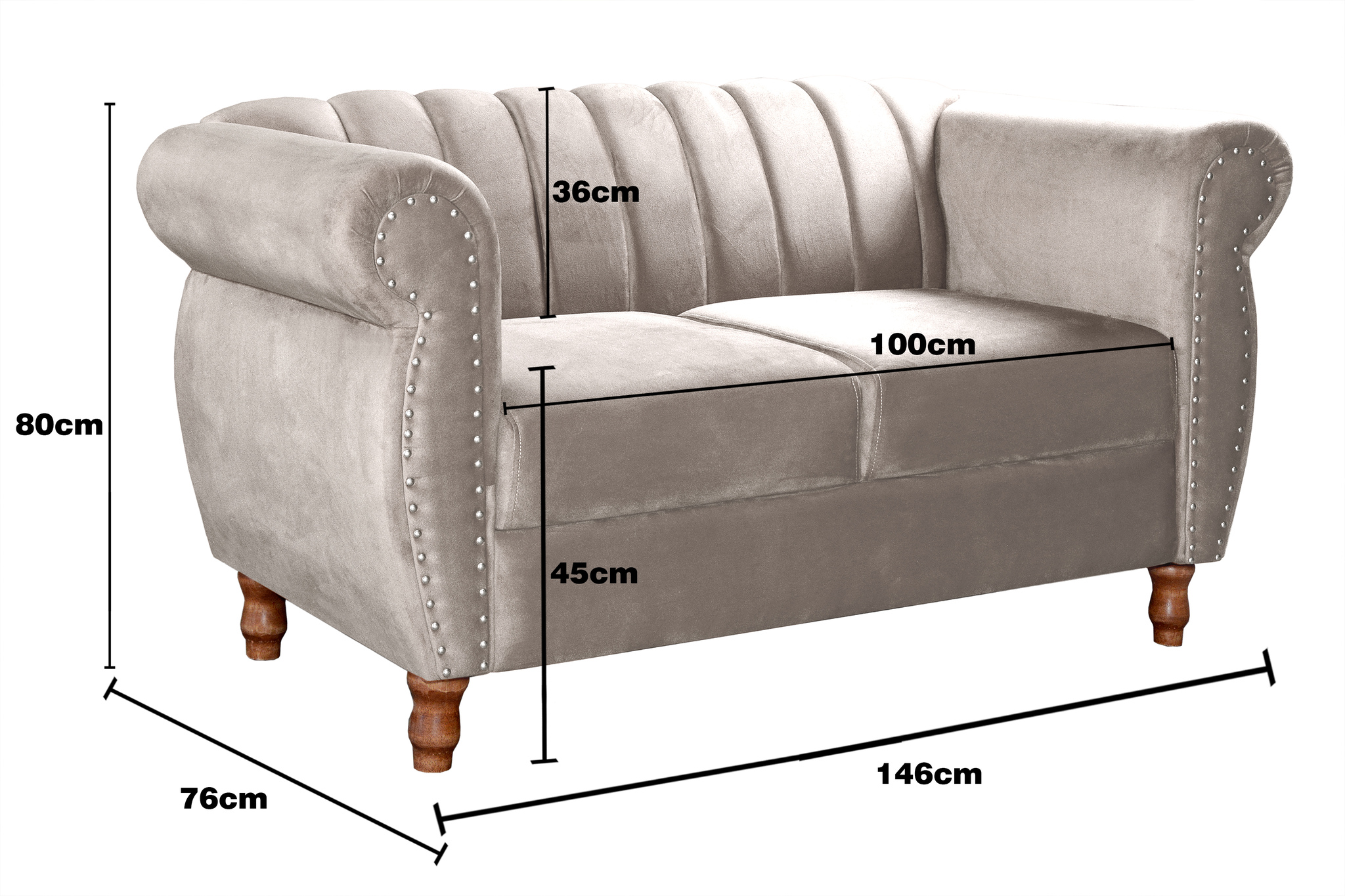Conjunto Realeza Sofá com Poltronas Chesterfield Decoração Sala Recepção - Suede Bege Claro 