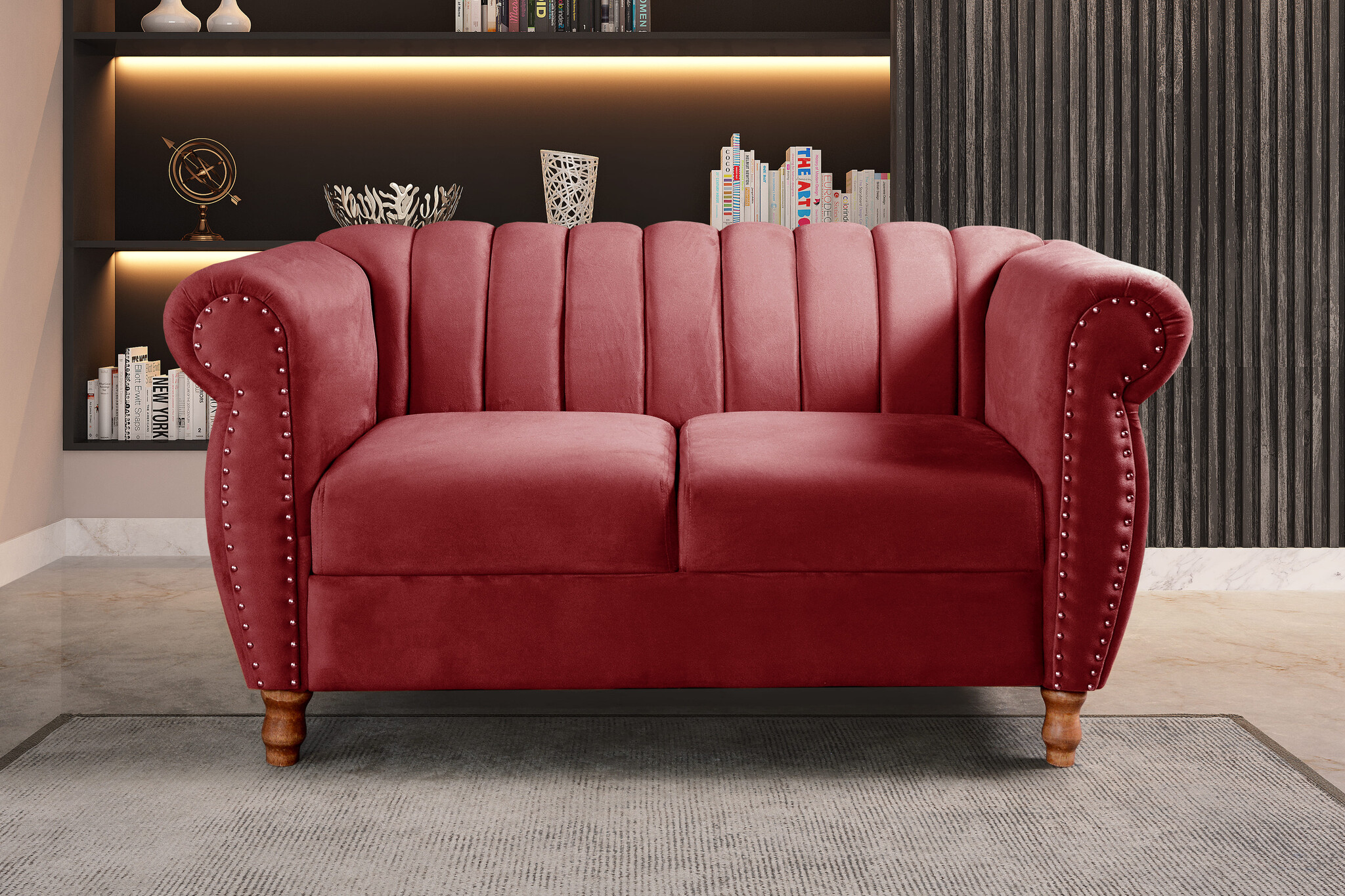 Conjunto Realeza Sofá com Poltronas Chesterfield Decoração Sala Recepção - Suede Bordô