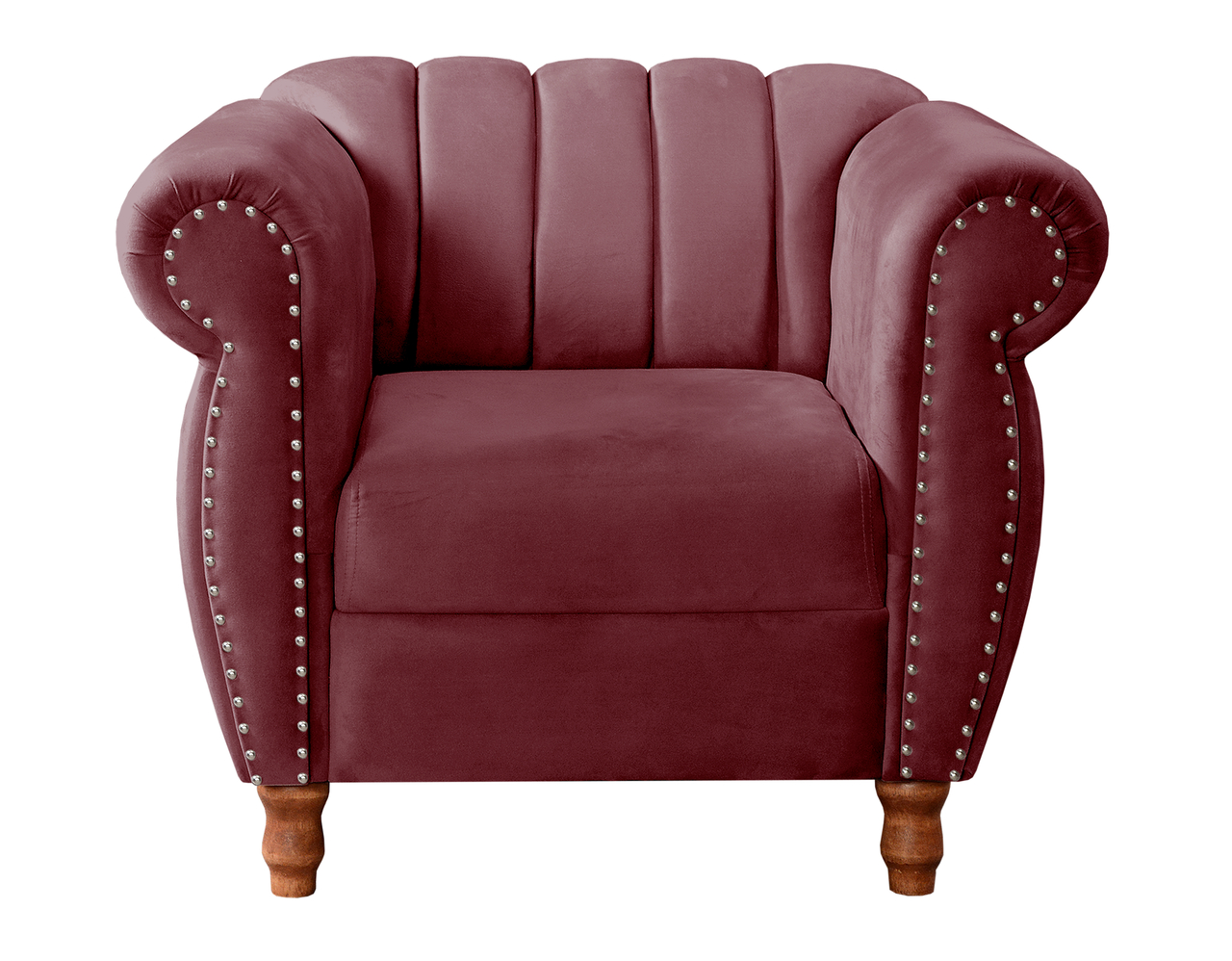 Conjunto Realeza Sofá com Poltronas Chesterfield Decoração Sala Recepção - Suede Bordô
