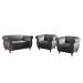 Conjunto Realeza Sofá com Poltronas Chesterfield Decoração Sala Recepção - Suede Cinza