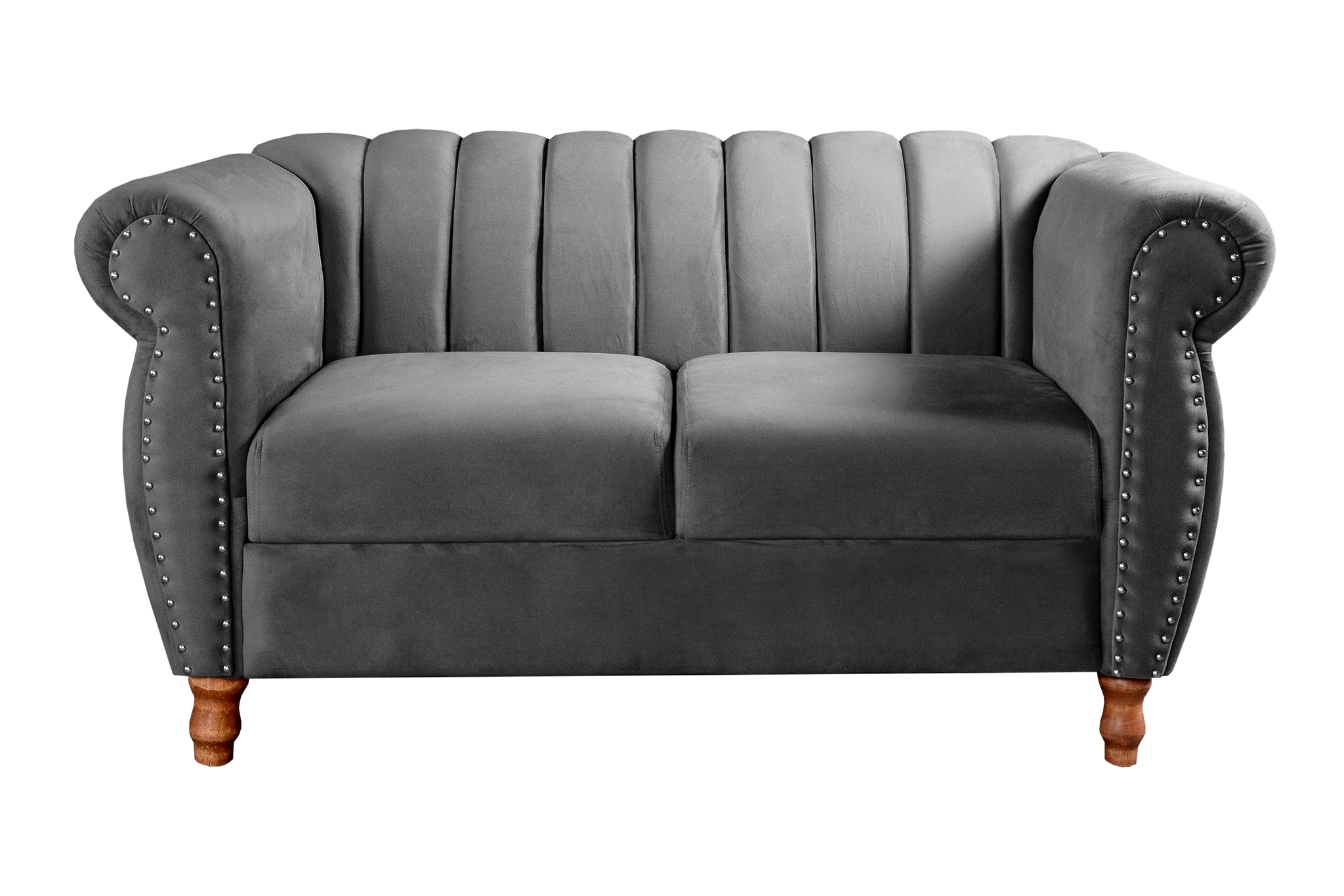 Conjunto Realeza Sofá com Poltronas Chesterfield Decoração Sala Recepção - Suede Cinza