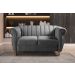 Conjunto Realeza Sofá com Poltronas Chesterfield Decoração Sala Recepção - Suede Cinza