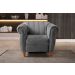 Conjunto Realeza Sofá com Poltronas Chesterfield Decoração Sala Recepção - Suede Cinza