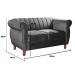Conjunto Realeza Sofá com Poltronas Chesterfield Decoração Sala Recepção - Suede Cinza