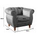 Conjunto Realeza Sofá com Poltronas Chesterfield Decoração Sala Recepção - Suede Cinza