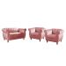 Conjunto Realeza Sofá com Poltronas Chesterfield Decoração Sala Recepção - Suede Rosa