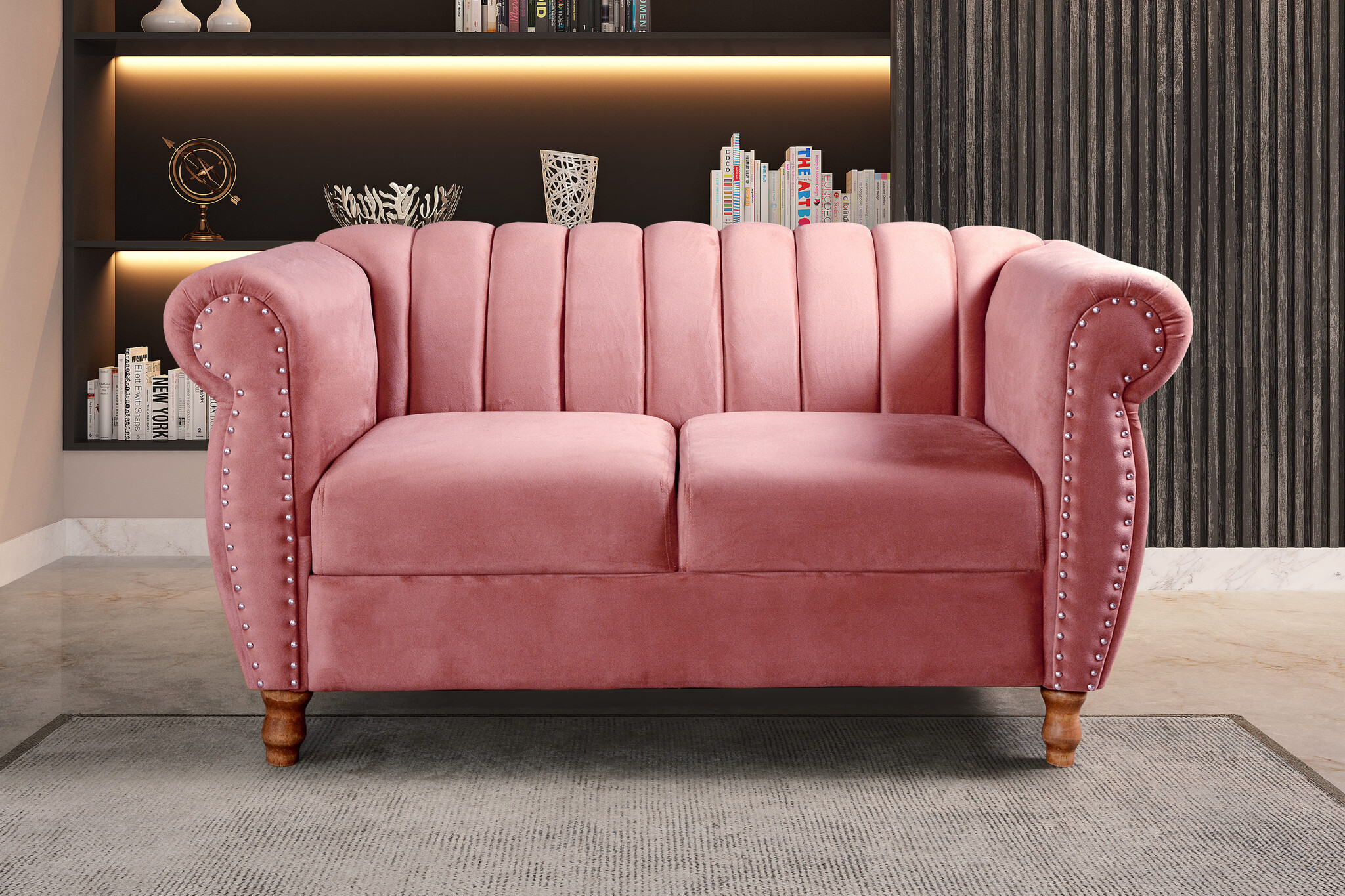 Conjunto Realeza Sofá com Poltronas Chesterfield Decoração Sala Recepção - Suede Rosa