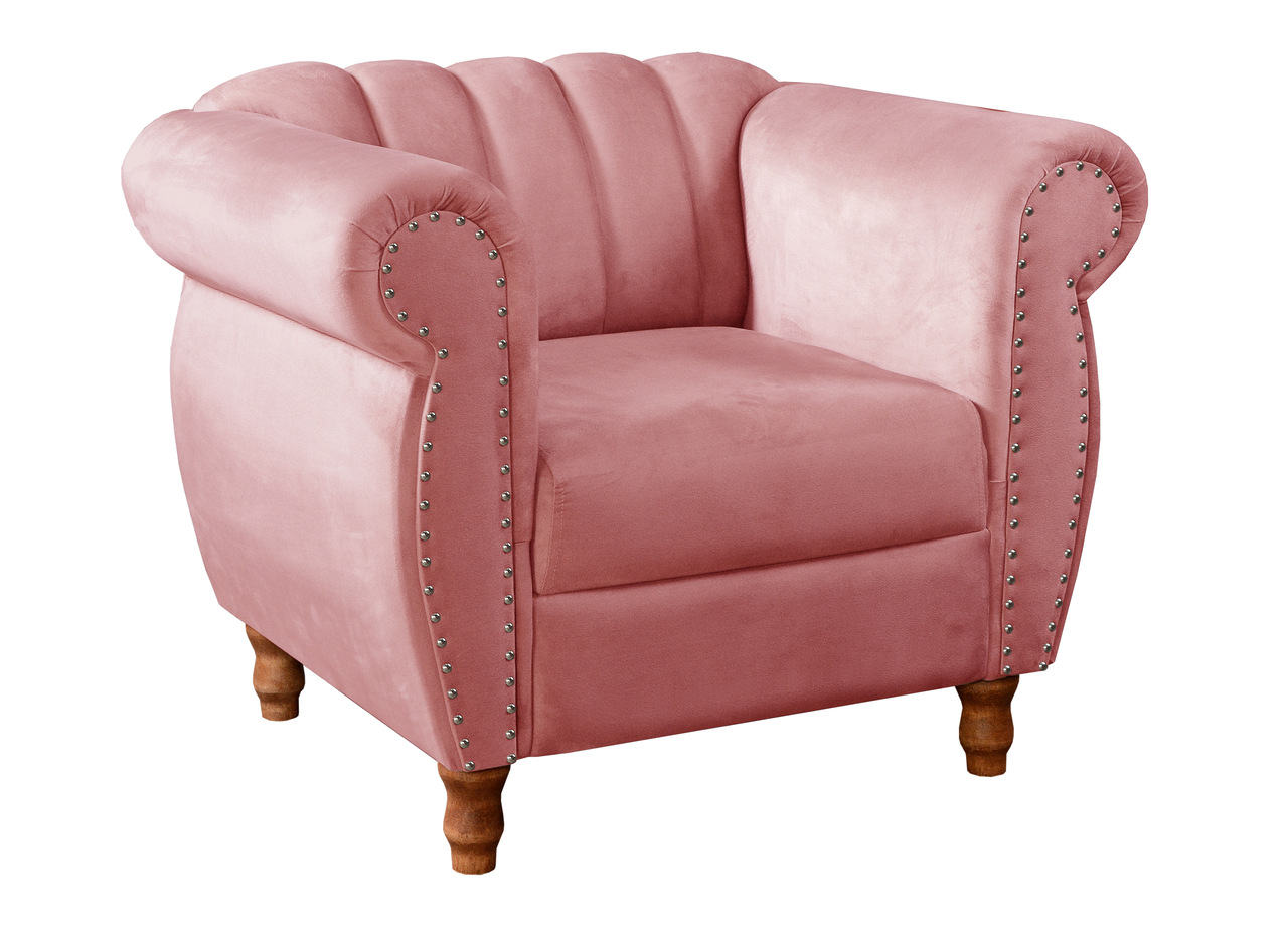 Conjunto Realeza Sofá com Poltronas Chesterfield Decoração Sala Recepção - Suede Rosa
