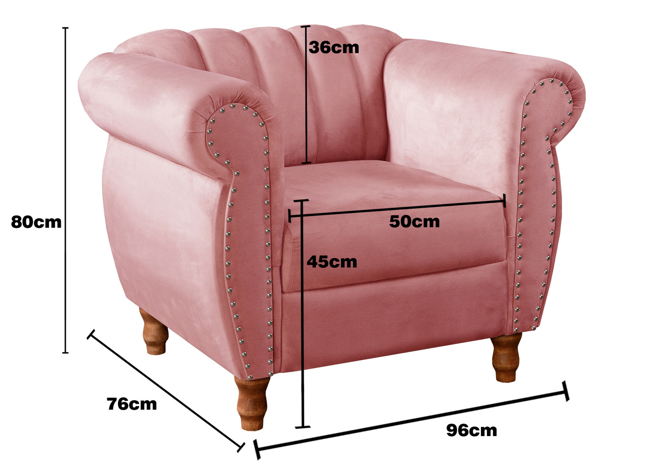 Conjunto Realeza Sofá com Poltronas Chesterfield Decoração Sala Recepção - Suede Rosa