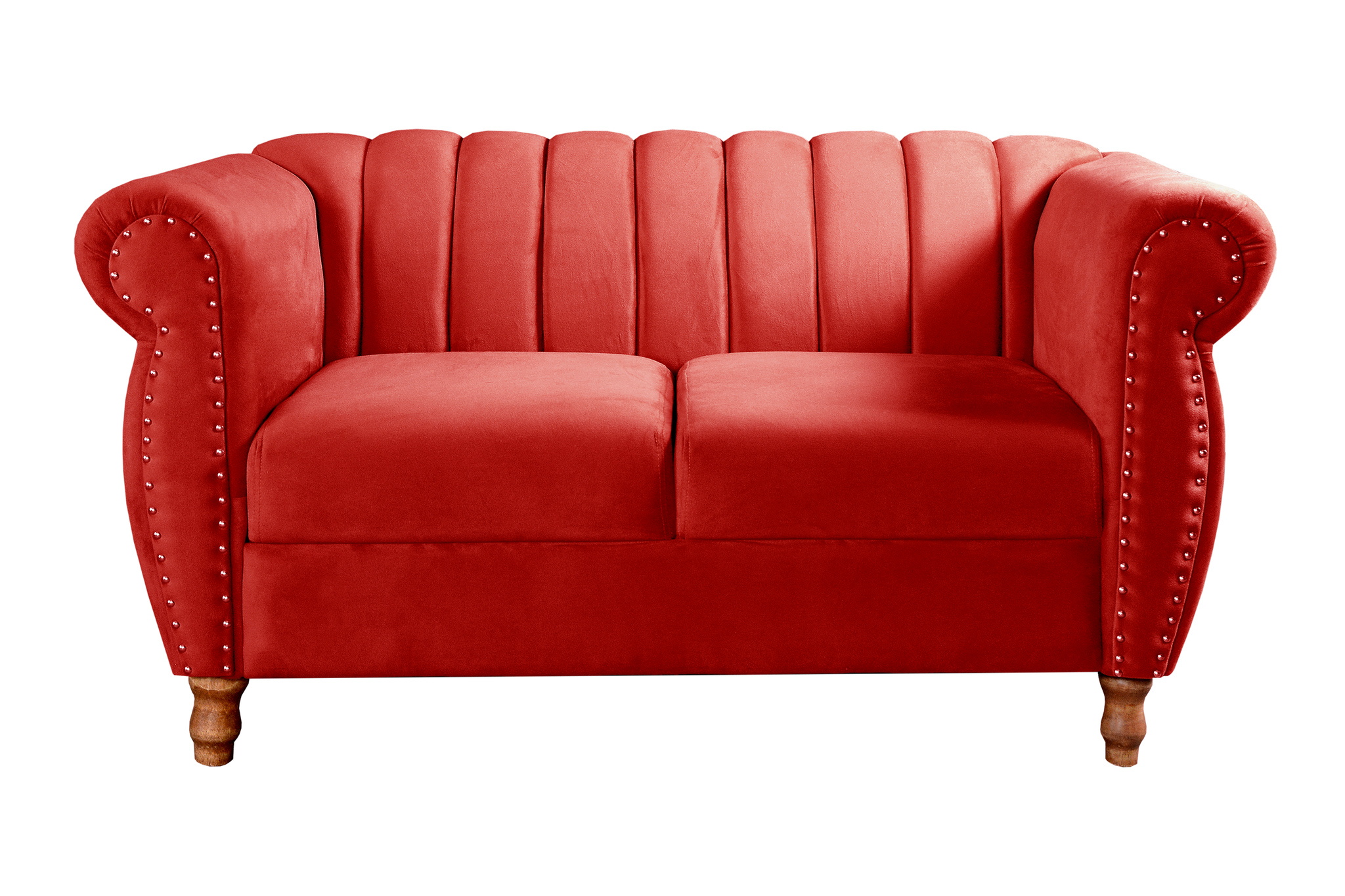 Conjunto Realeza Sofá com Poltronas Chesterfield Decoração Sala Recepção - Suede Vermelho