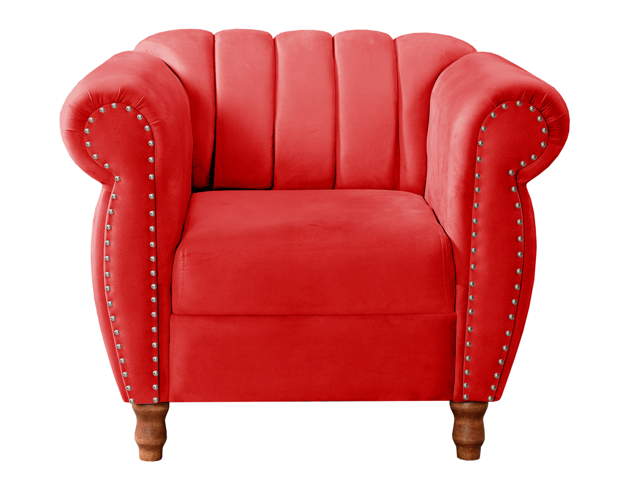 Conjunto Realeza Sofá com Poltronas Chesterfield Decoração Sala Recepção - Suede Vermelho