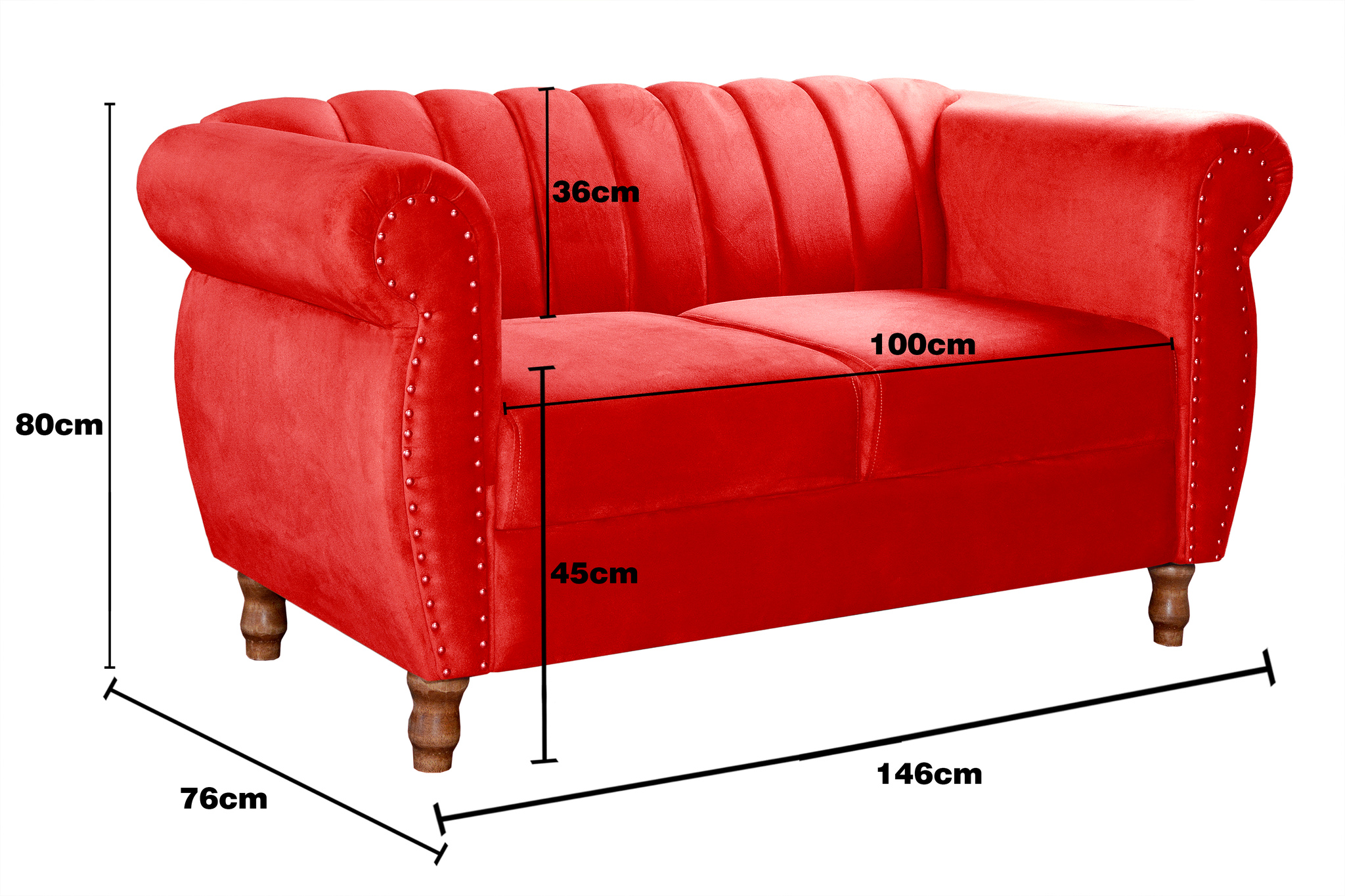 Conjunto Realeza Sofá com Poltronas Chesterfield Decoração Sala Recepção - Suede Vermelho