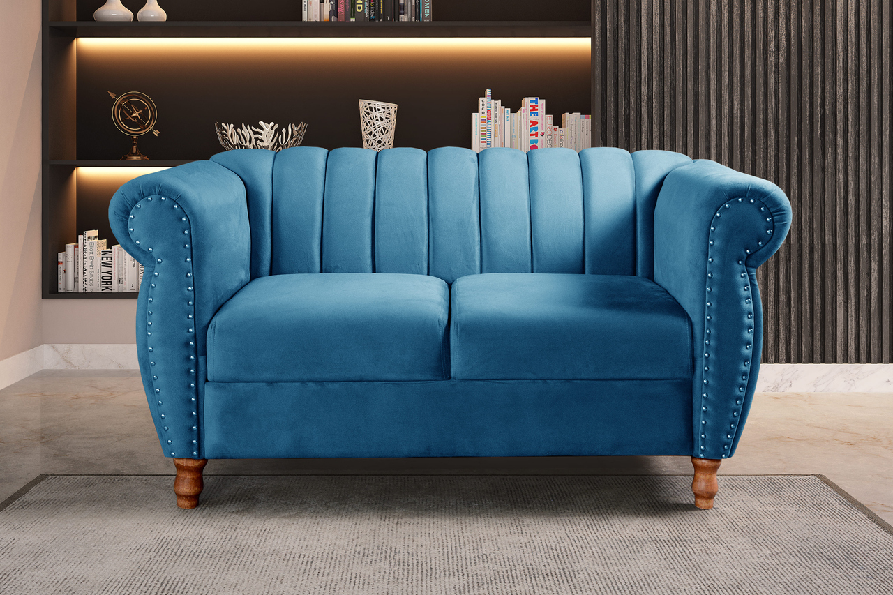Blue chesterfield sofa set discount