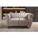 Conjunto Realeza Sofá com Poltronas Chesterfield Decoração Sala Recepção - Veludo Capuccino 