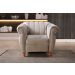 Conjunto Realeza Sofá com Poltronas Chesterfield Decoração Sala Recepção - Veludo Capuccino 