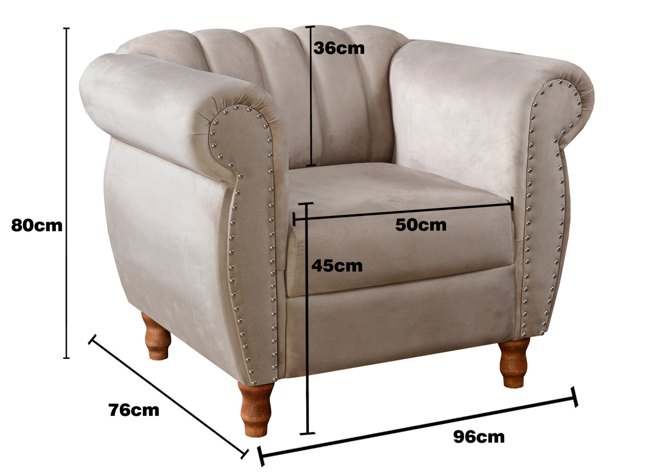 Conjunto Realeza Sofá com Poltronas Chesterfield Decoração Sala Recepção - Veludo Capuccino 