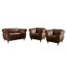 Conjunto Realeza Sofá com Poltronas Chesterfield Decoração Sala Recepção - Veludo Marrom