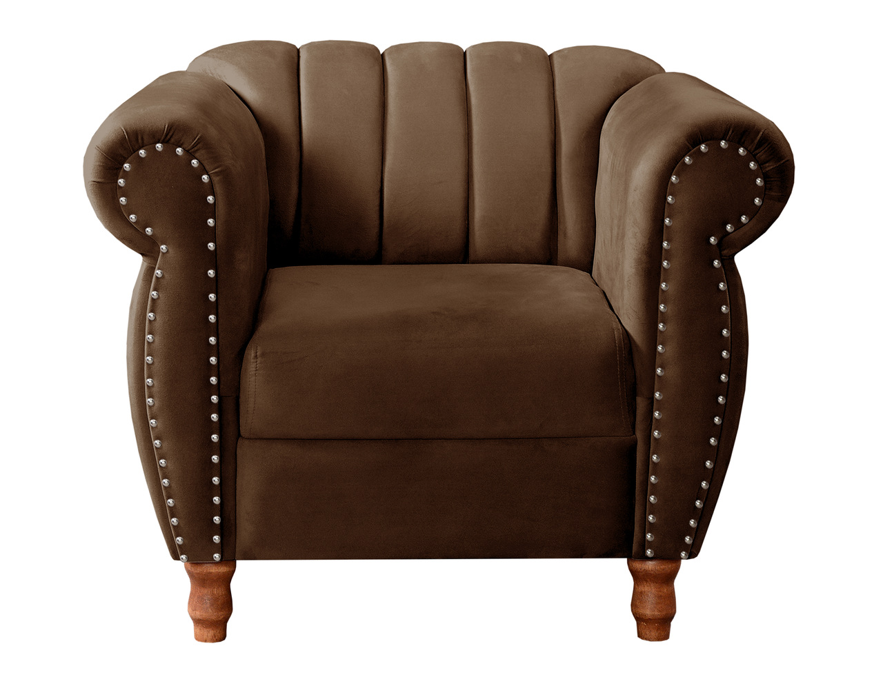 Conjunto Realeza Sofá com Poltronas Chesterfield Decoração Sala Recepção - Veludo Marrom