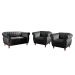 Conjunto Realeza Sofá com Poltronas Chesterfield Decoração Sala Recepção - Veludo Preto