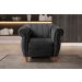 Conjunto Realeza Sofá com Poltronas Chesterfield Decoração Sala Recepção - Veludo Preto
