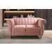 Conjunto Realeza Sofá com Poltronas Chesterfield Decoração Sala Recepção - Veludo Rosê 