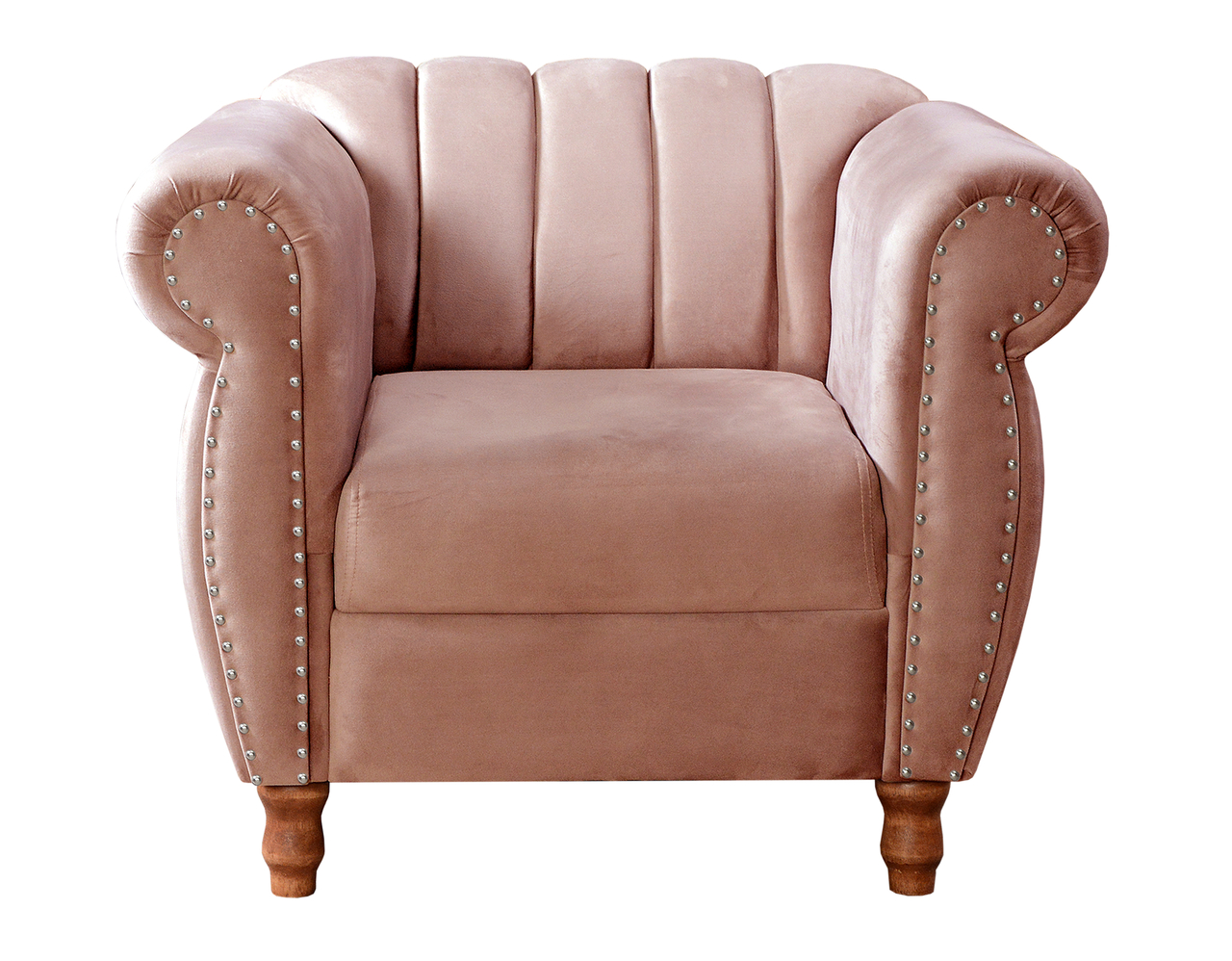 Conjunto Realeza Sofá com Poltronas Chesterfield Decoração Sala Recepção - Veludo Rosê 
