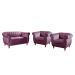 Conjunto Realeza Sofá com Poltronas Chesterfield Decoração Sala Recepção - Veludo Roxo