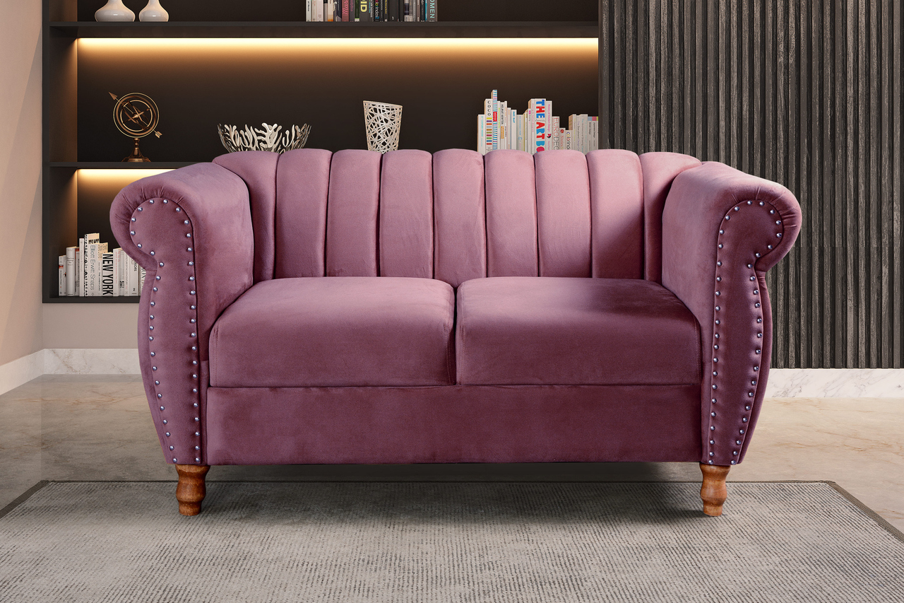 Conjunto Realeza Sofá com Poltronas Chesterfield Decoração Sala Recepção - Veludo Roxo