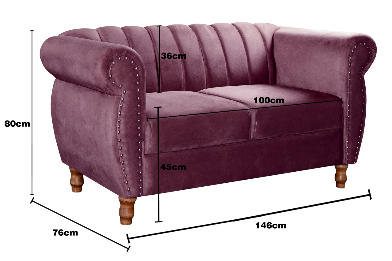 Conjunto Realeza Sofá com Poltronas Chesterfield Decoração Sala Recepção - Veludo Roxo