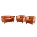 Conjunto Realeza Sofá com Poltronas Chesterfield Decoração Sala Recepção - Veludo Terracota 