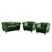 Conjunto Realeza Sofá com Poltronas Chesterfield Decoração Sala Recepção - Veludo Verde 