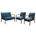 Conjunto Sofá 2 Lugares E 2 Poltronas Decorativas Anita - Linho Azul
