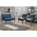 Conjunto Sofá 2 Lugares E 2 Poltronas Decorativas Anita - Linho Azul