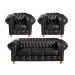 Conjunto Sofá 3 Lugares Chesterfield Capitonê E 2 Poltronas Luís Xv - Couríssimo Preto