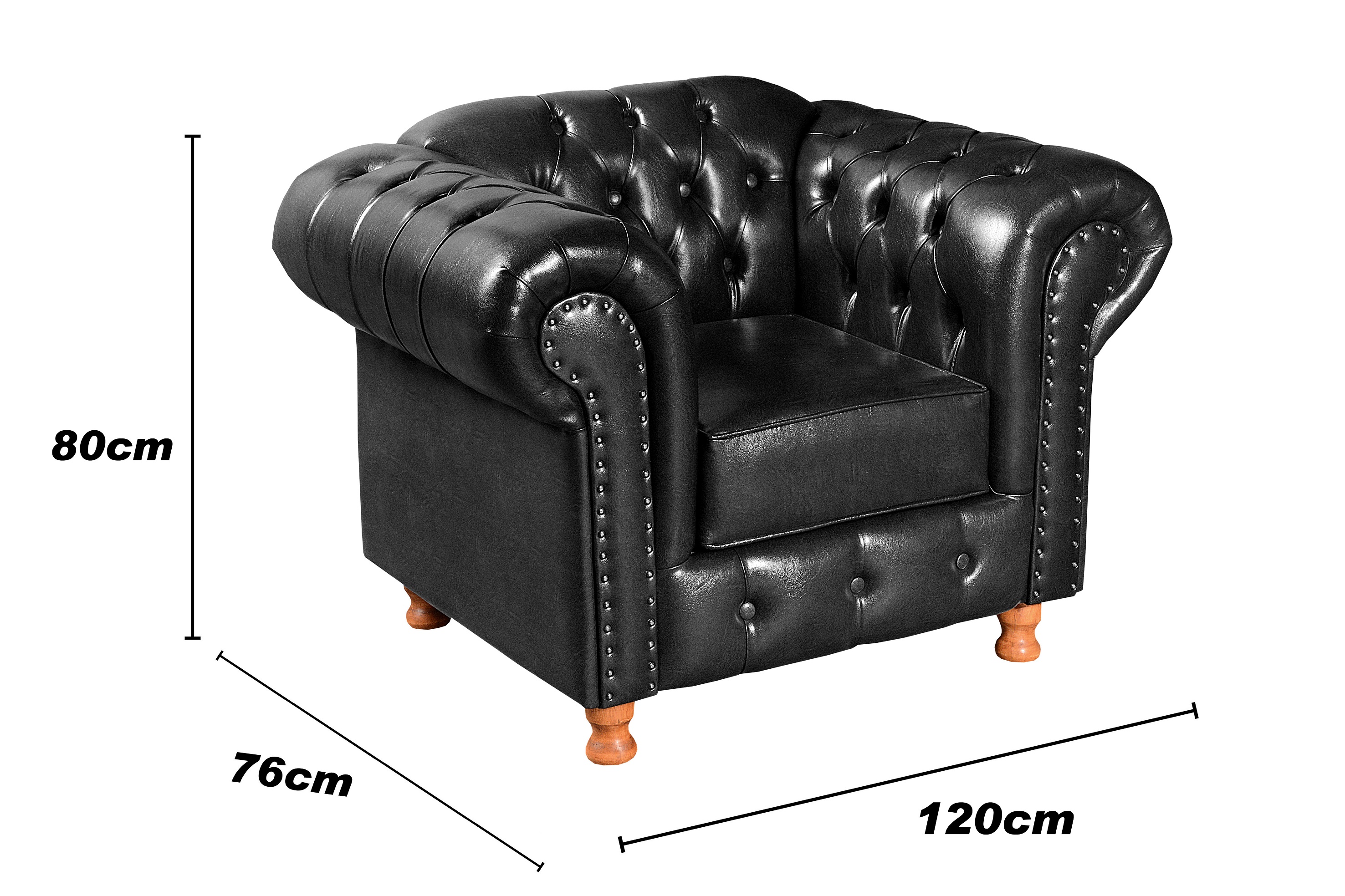 Conjunto Sofá 3 Lugares Chesterfield Capitonê E 2 Poltronas Luís Xv - Couríssimo Preto
