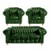 Conjunto Sofá 3 Lugares Chesterfield Capitonê E 2 Poltronas Luís Xv - Couríssimo Verde