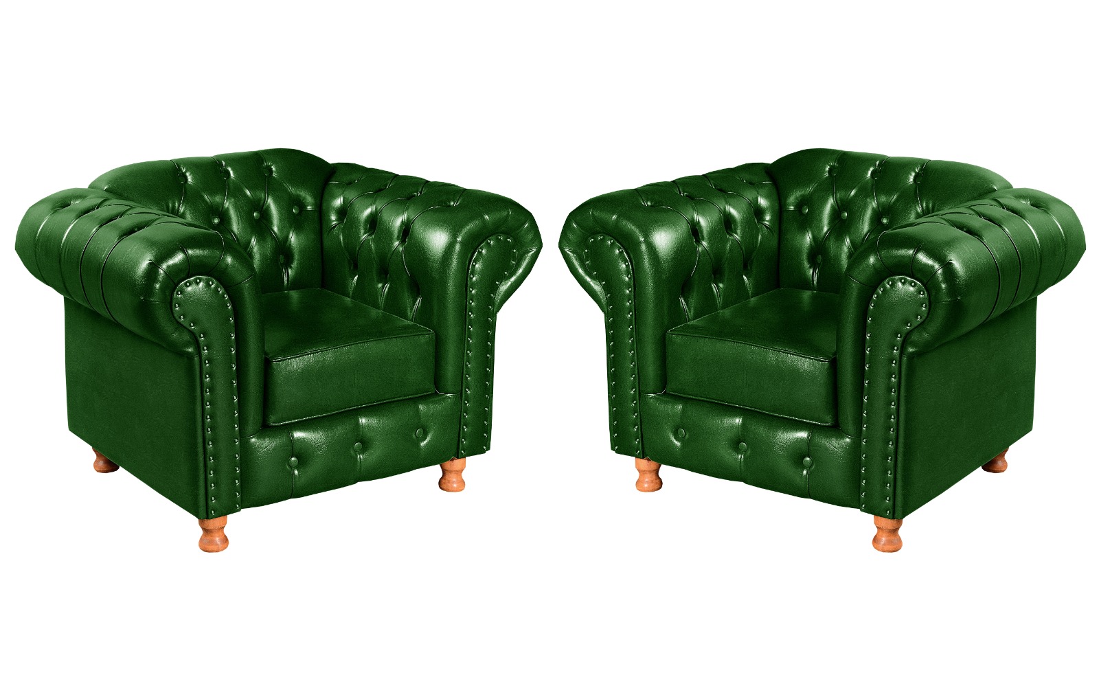 Conjunto Sofá 3 Lugares Chesterfield Capitonê E 2 Poltronas Luís Xv - Couríssimo Verde