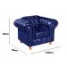 Conjunto Sofá 3 Lugares Chesterfield Capitonê E Poltrona Luís Xv - Couríssimo Azul