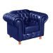 Conjunto Sofá 3 Lugares Chesterfield Capitonê E Poltrona Luís Xv - Couríssimo Azul