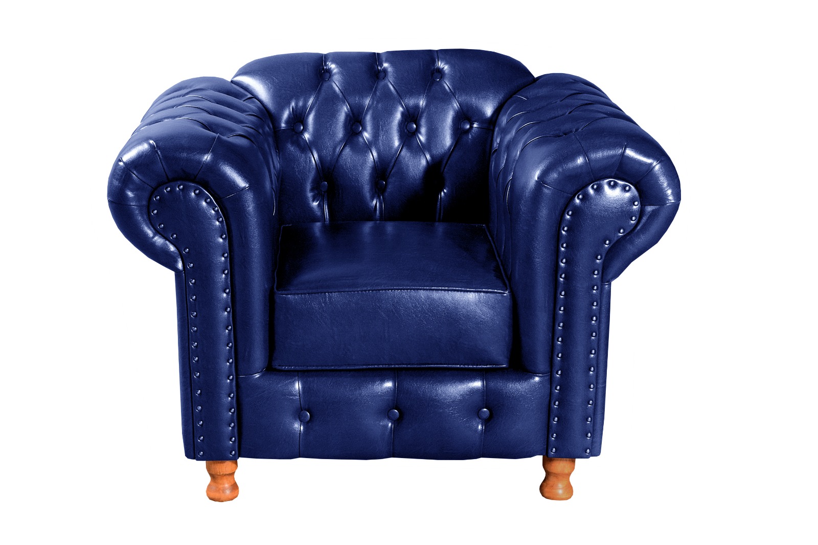 Conjunto Sofá 3 Lugares Chesterfield Capitonê E Poltrona Luís Xv - Couríssimo Azul
