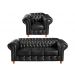 Conjunto Sofá 3 Lugares Chesterfield Capitonê E Poltrona Luís Xv - Couríssimo Preto