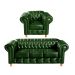 Conjunto Sofá 3 Lugares Chesterfield Capitonê E Poltrona Luís Xv - Couríssimo Verde