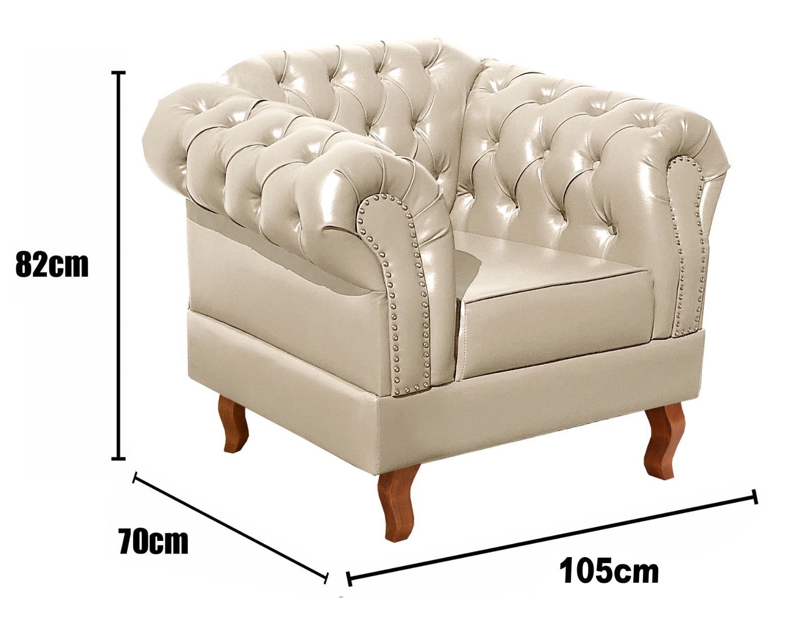 Conjunto Sofá Chesterfield 3 Lugares E 2 Poltronas Dom Pedro - Couríssimo Bege