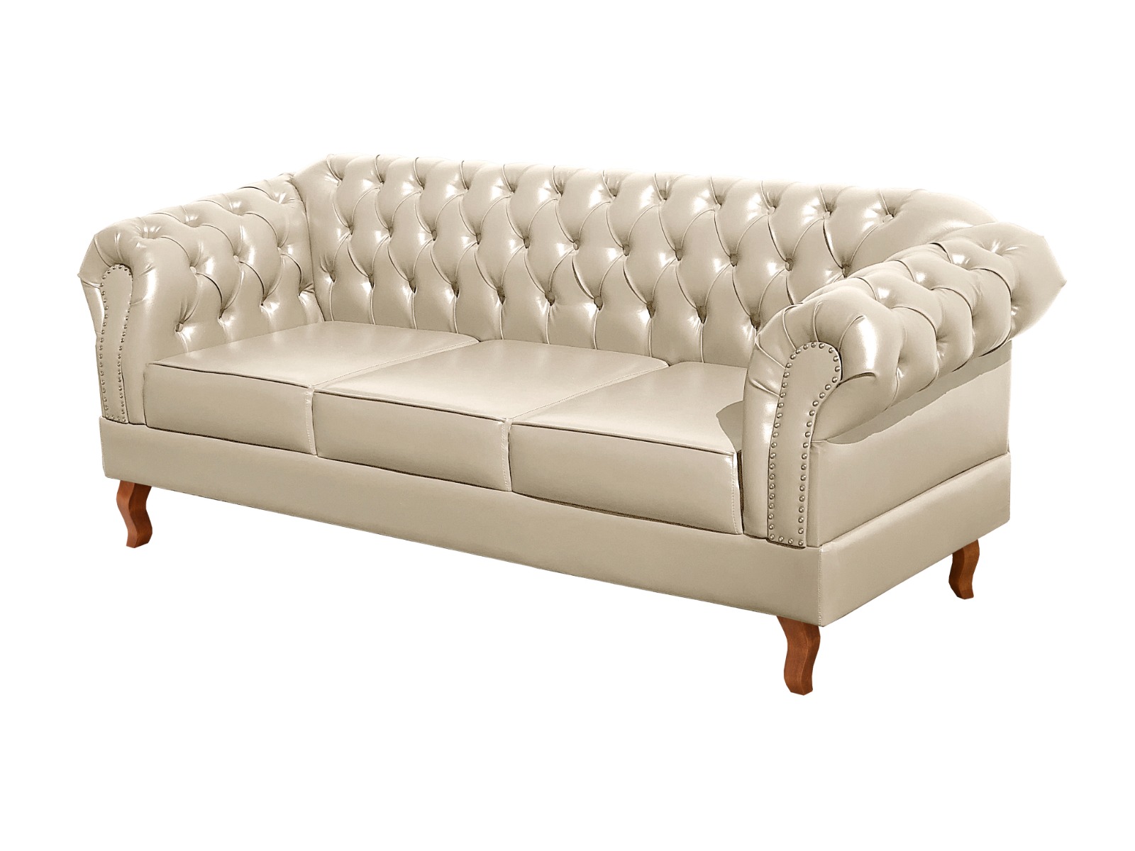 Conjunto Sofá Chesterfield 3 Lugares E 2 Poltronas Dom Pedro - Couríssimo Bege