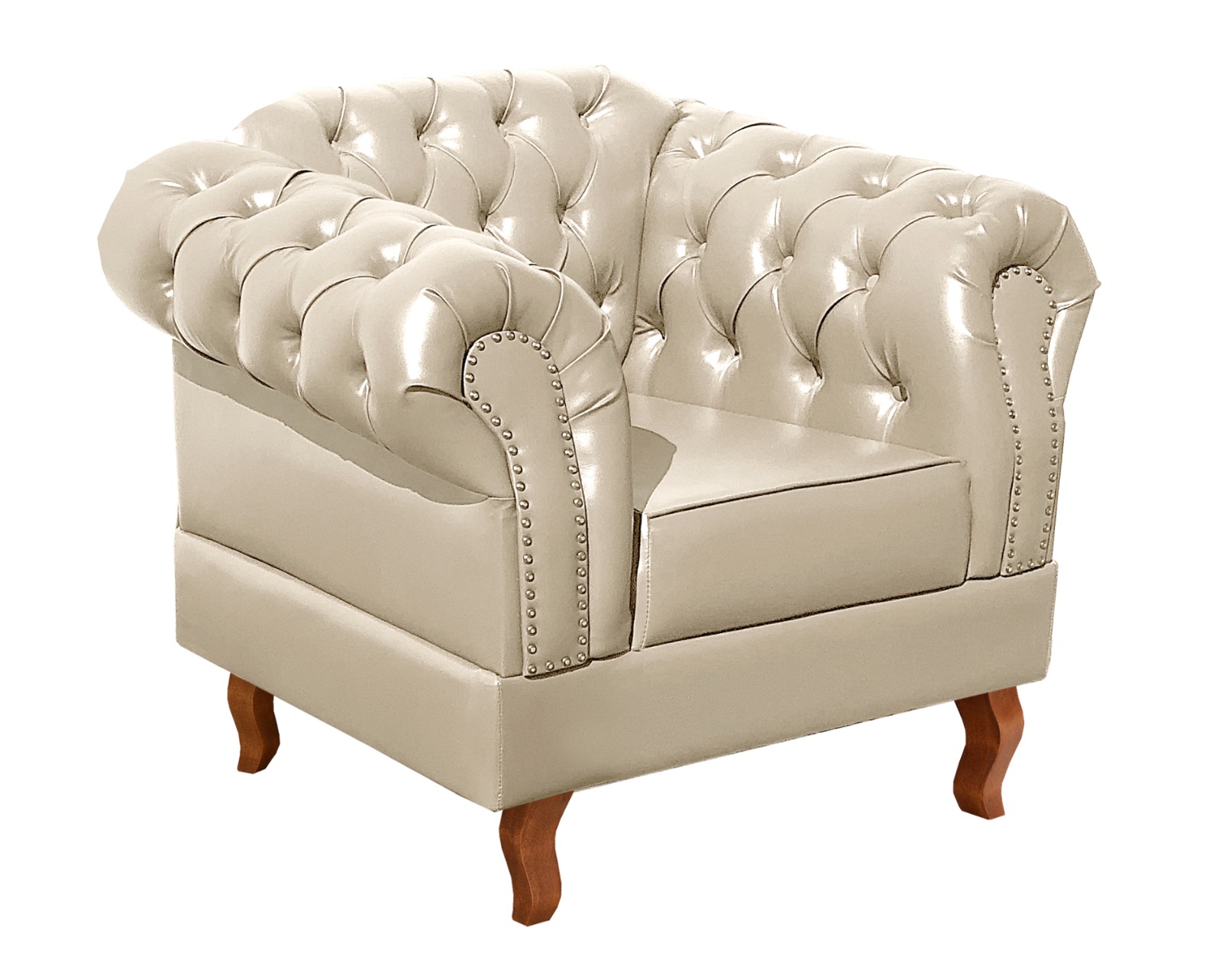 Conjunto Sofá Chesterfield 3 Lugares E 2 Poltronas Dom Pedro - Couríssimo Bege