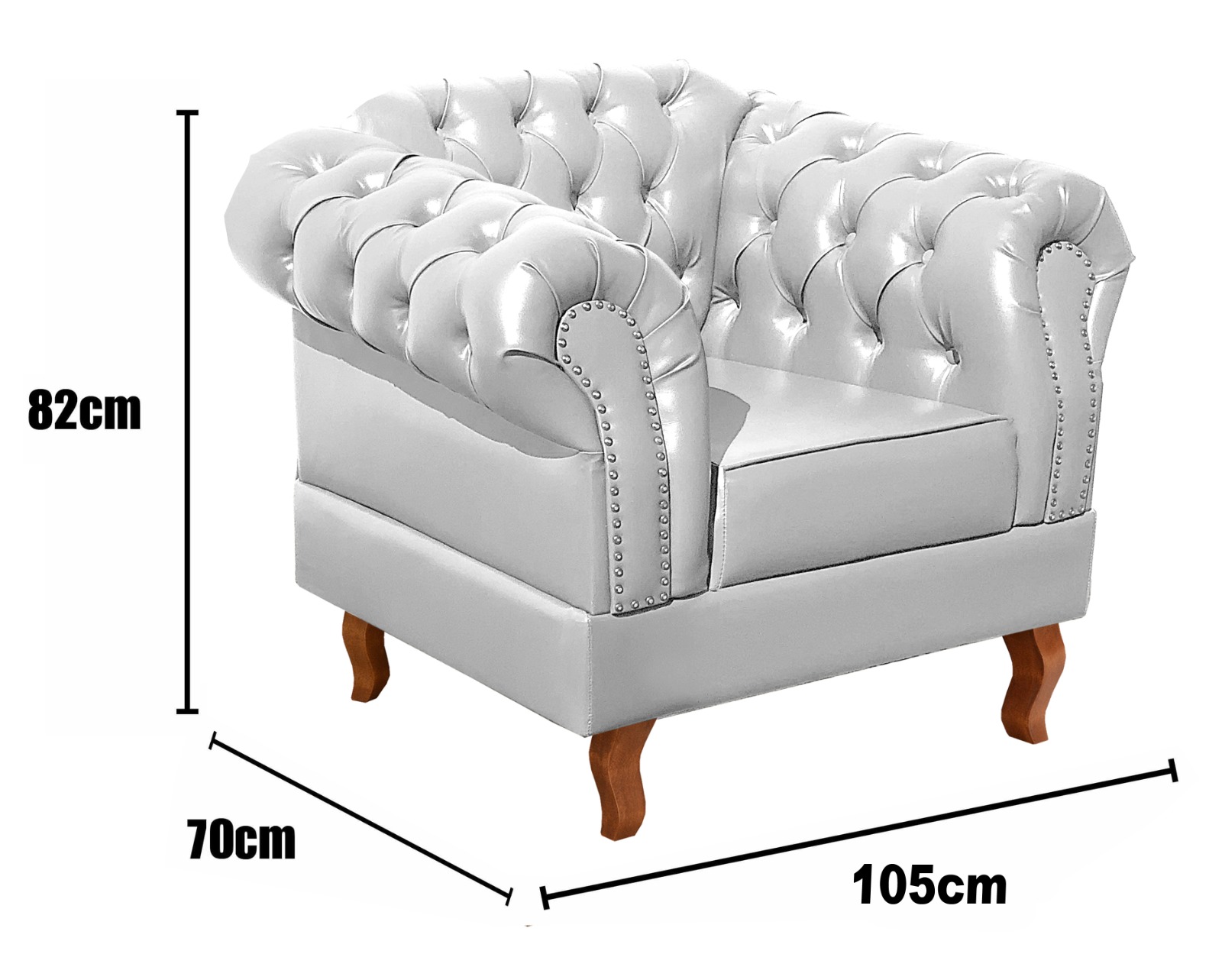 Conjunto Sofá Chesterfield 3 Lugares E 2 Poltronas Dom Pedro - Couríssimo Branco